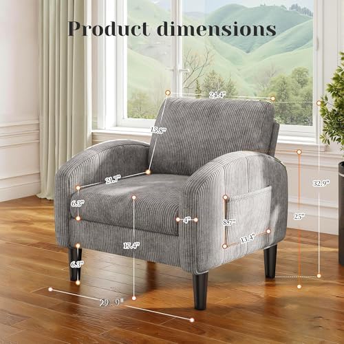 Homkdom Accent Chair with Side Pockets & Ergonomic Backrest - Image 3