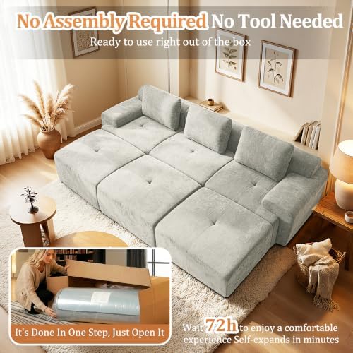 122" Oversized Boneless Couch, Comfort Cloud Sectional Couches - Image 5