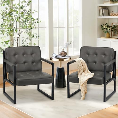 COLAMY Accent Chairs Set of 2, Modern Accent Arm Chairs - Image 3