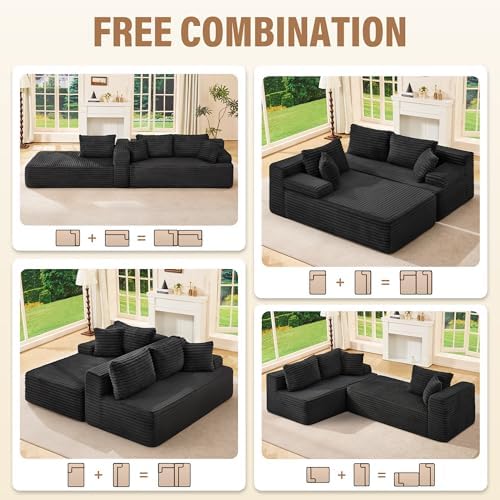 Hobestluk Boneless Couches Modular Sectional Sofa L-Shape Oversized Chaise - Image 6