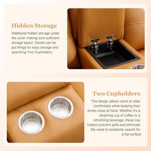 EBELLO Power Recliner Sofa Set, Faux Leather 2 Adjustable Single Recliner - Image 4