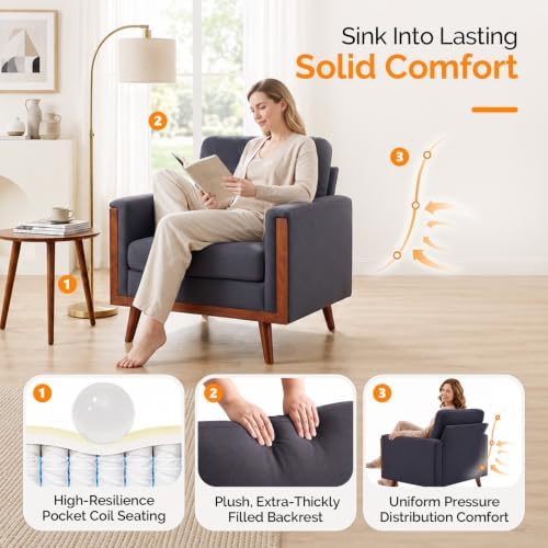 VINGLI Mid-Century Modern Oversized Accent Chair - Image 5