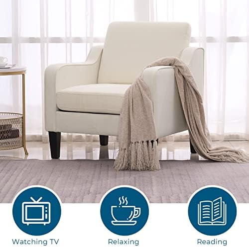 VINGLI Accent Chairs, Linen Upholstered Armchair - Image 4