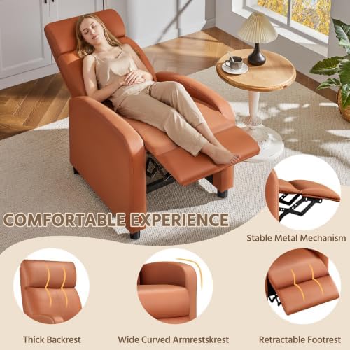 Yaheetech Recliner Chair with 3 Adjustable Angles Living Room Chairs Tan - Image 4