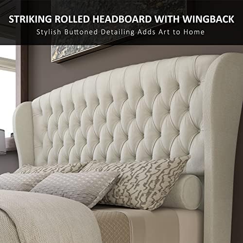 AMERLIFE King Size Upholstered Sleigh Platform Bed Frame - Image 6