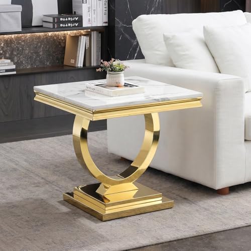Henf 3 Piece Living Room Table Set, Faux Marble Coffee Table & Console Table & - Image 4
