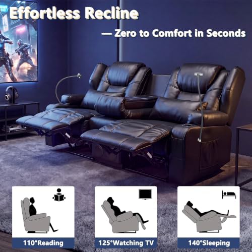 Loveseat Recliner with Massage and Heat, Built-in Bluetooth Audio & Cup Holders - Image 5