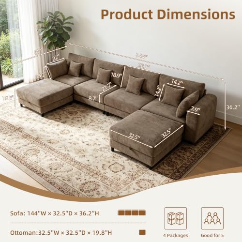 144" Oversized Cloud Sectional Couch, Modular Sofa - Image 2