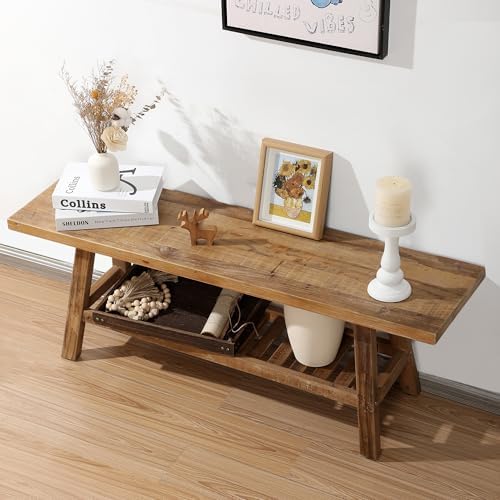 HOKYHOKY Reclaimed Solid Wood Bench-43.3" Entryway Bench - Image 6