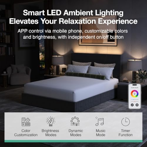 Novilla King Lift Up Storage Bed Frame/Charging Station/LED Light - Image 3