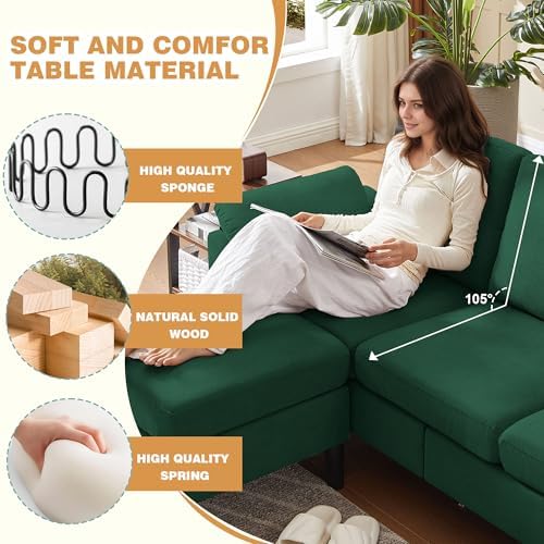 80" Convertible Sectional Sofa Set, Modern Linen Small L Shaped Couch - Image 4