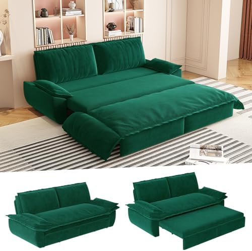 73.2" Futon Sofa Bed Queen Size, 3-in-1 Convertible Sleeper Sofa by Kolavess