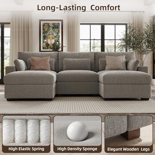 WorthFurni 113.4'' Modular Sectional Sofa, U Shaped Oversized Extra Deep Couches - Image 6
