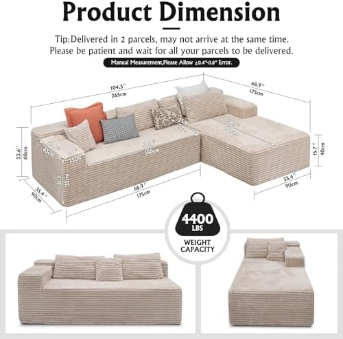 Boneless Couch Modular Sectional Sofa Cloud Couch - Image 2