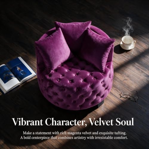 Modern Velvet Round Accent Armchair - Image 3