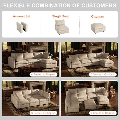 128'' Faux Leather Modular Sectional Sofa Bed Sleeper - Image 6