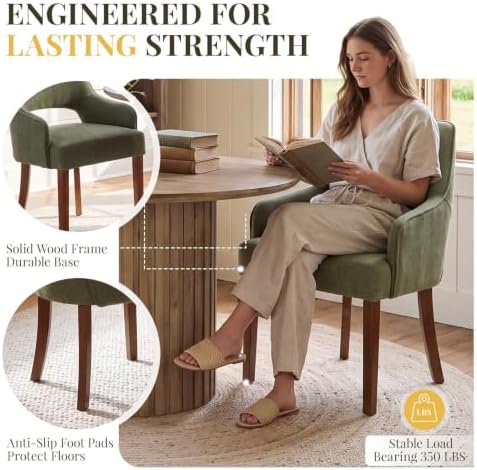 Chenille Upholstered Dining Chairs Set of 6 - Image 4