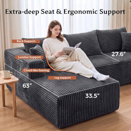 118" U Shaped Boneless Couches for Living Room, Modular Sectional Sofa - Image 5
