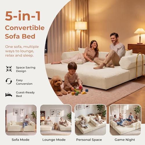 79" Convertible Futon Sofa Bed, Boneless Couch - Image 3