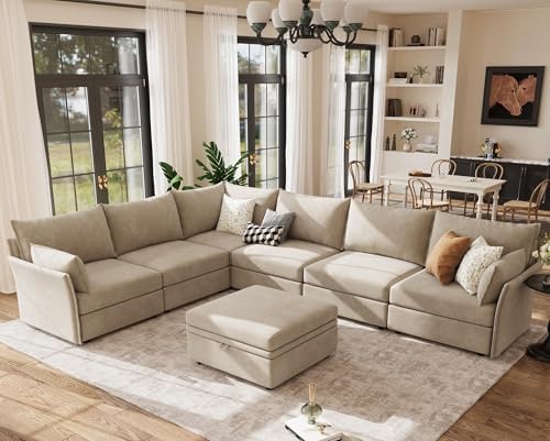 ABCASA 135.5" Modular Sectional Sofa, Oversized U Shaped Convertible Couch by ABCASA
