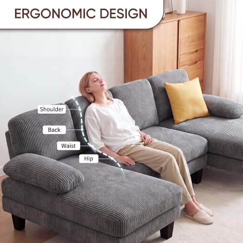 Furmax Sectional Couches for Living Room, Dark Grey - Image 3