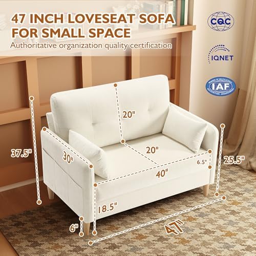 Urhanherry 47" Small Sofa Couch - Image 2