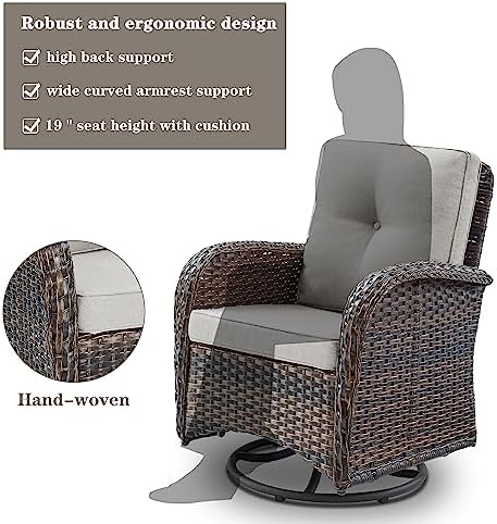 Belord Patio Furniture Swivel Glider PE Wicker Chairs, Outdoor Swivel Rocker - Image 4