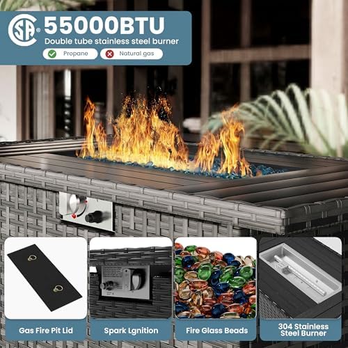 Patio Furniture Set with 44'' Fire Pit Table - Image 3
