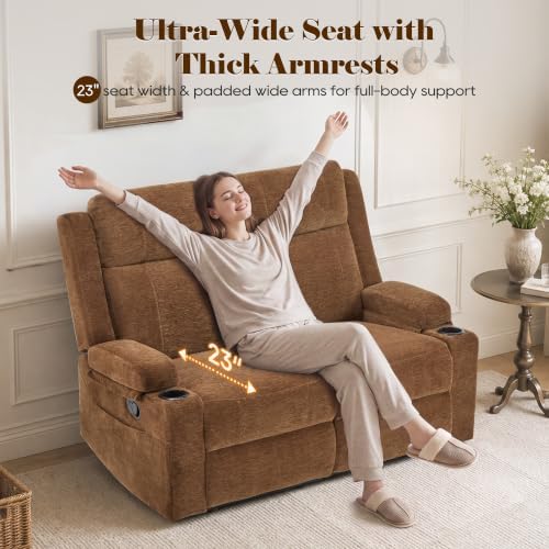 GUEAPY Reclining Loveseat for Living Room, Dual Cup Holders, 2 Side Pockets - Image 4