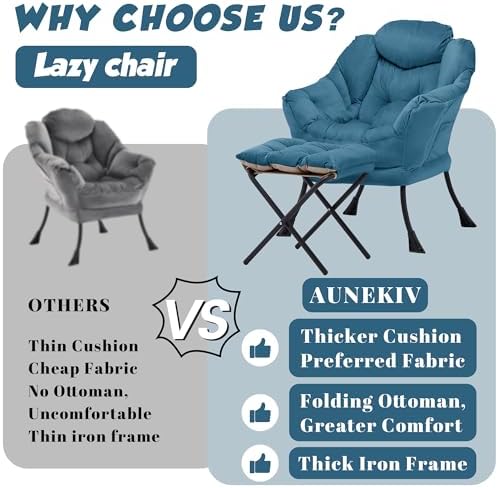 Lazy Chair with Ottoman, Comfy Reading Chair - Image 4