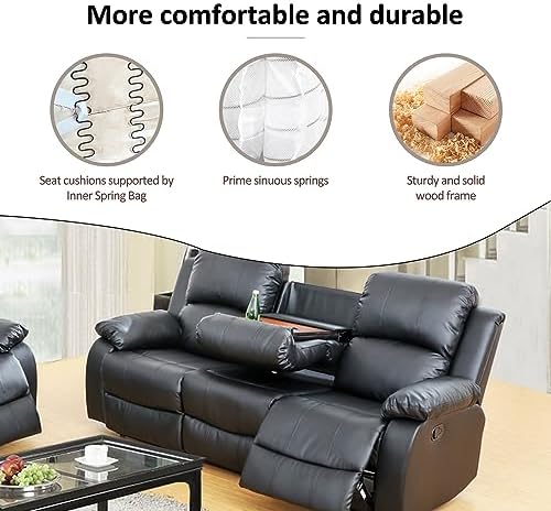 A Ainehome Living Room Furniture Set Leather Recliner Sofa Set Loveseat Chair - Image 6