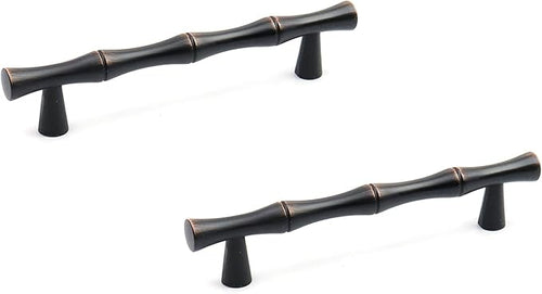 2PCS Bamboo Zinc Alloy Cabinet Handles, 3.8 Inch Hole Distance Black and Red by Tighall