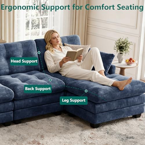 116.5" Modular Sectional Cloud Couch, U Shaped Tufted Sofa - Image 6
