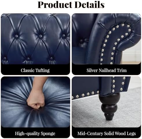 LEVNARY Chesterfield Loveseat, 2 Seater Tufted Couch - Image 5