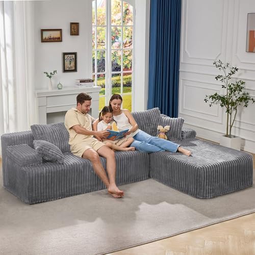 Hobestluk Boneless Couches Modular Sectional Sofa L-Shape Oversized Chaise - Image 3