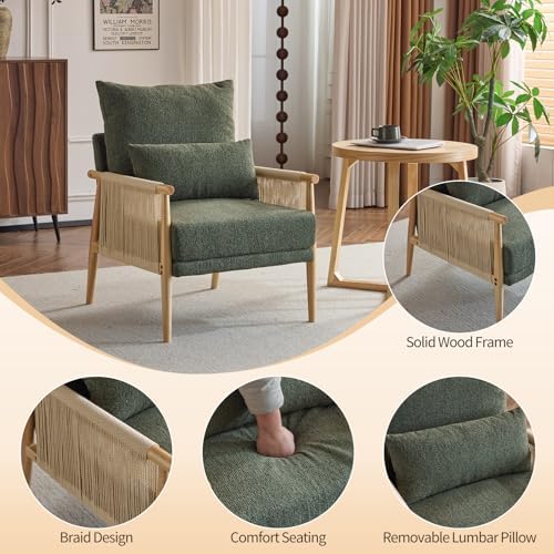 Karl home Cozy Accent Chair Braid Arms - Image 4