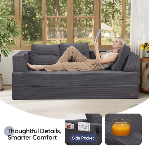 COMAX Futon Sofa Bed, Convertible Sofa Bed, Folding Boneless Couches - Image 4
