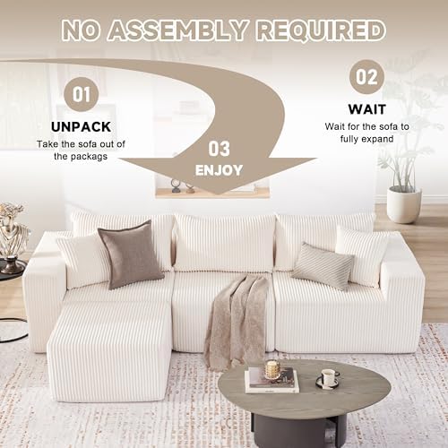 Weture 107.4" Modular Bnoeless Couch, Convertible Sectional Couch - Image 5