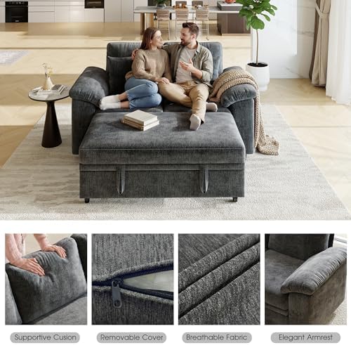 WorthFurni 61” Pull Out Couch, 2 in 1 Sleeper Sofa Bed - Image 6
