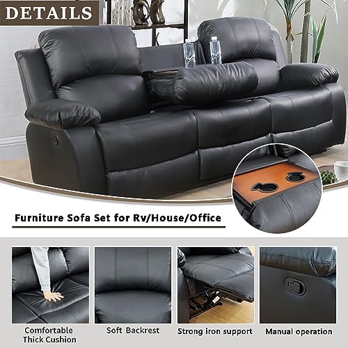 A Ainehome Living Room Furniture Set Leather Recliner Sofa Set Loveseat Chair - Image 3