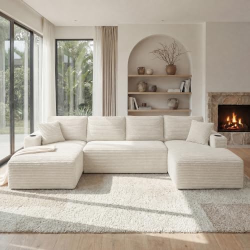 125" Modular Sectional Sofa Couch, U-Shaped Boneless Couch - Image 6