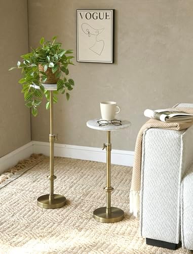 Adjustable 10" White Marble Drink Table - Image 4