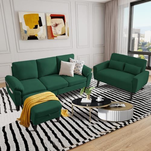79" Convertible Sectional Sofa Set, Modern Linen Small L Shaped Couch - Image 7