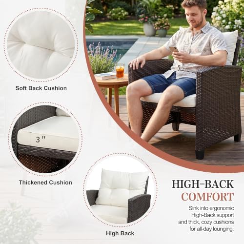 Vongrasig Patio Chair with Ottoman, 5 Pieces Patio Furniture Set Small Balcony - Image 5