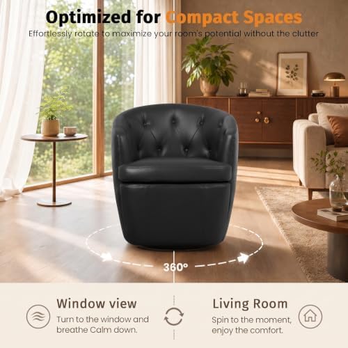 Couchus 360° Swivel Accent Chair, Button-Tufted Barrel Chair - Image 3