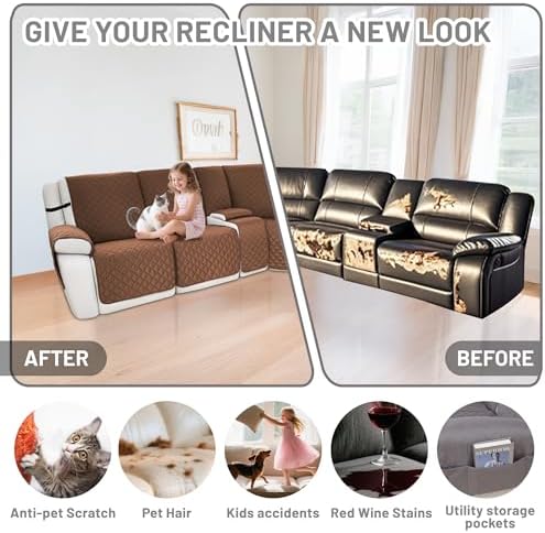 Waterproof Sectional Reclining Couch Covers L Shaped Recliner Sectional Sofa - Image 6