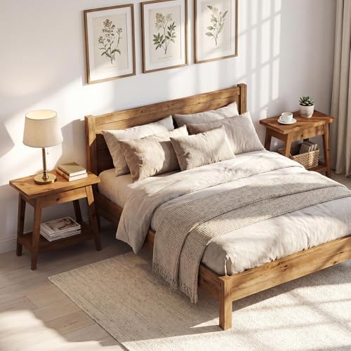 End Table for Living Room, 2-Tier Solid Wood Side Table - Image 2