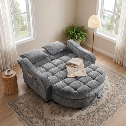 ERYE Chenille Tufted Loveseat Sofa and Ottoman Set - Image 4