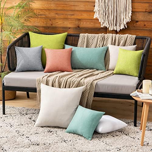 MIULEE Decorative Outdoor Pillow Covers Waterproof 12x12 Teal - Image 2