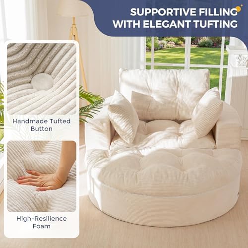 MAXYOYO Oversized Round Chaise Lounge Sofa, Boneless Chair - Image 5